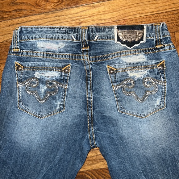 ReRock Express distressed boot cut jeans sz 8 - Picture 3 of 3
